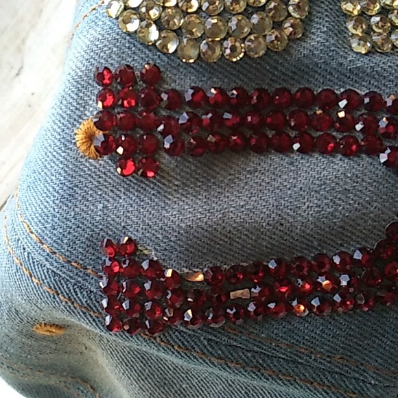 Bling Denim Jean USA American Flag Women’s New Baseball Cap Adjustable Hat - Picture 5 of 5